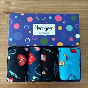 NEW Happypop Medical Themed Crew Socks Unisex - 4 Pairs, Never Worn